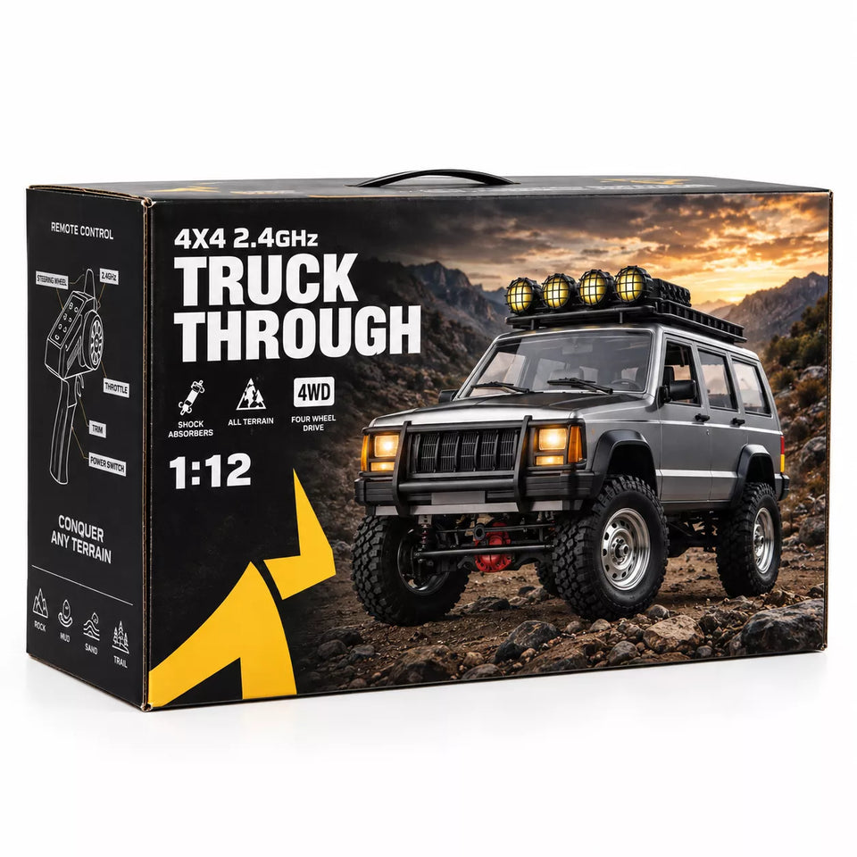 Hobby Grade RC Crawler Off-Road Truck with 2.4GHz Remote, LED Lights & Rechargeable Battery 1:12 Scale Remote Control Truck