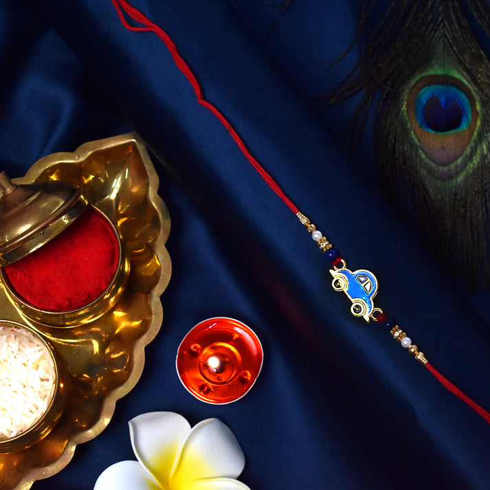 Vintage Blue Car Rakhi | Premium Designer Rakhi for Boys