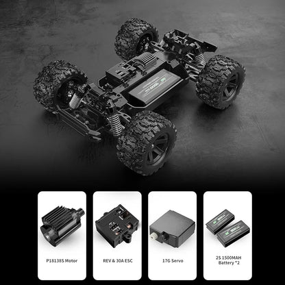 Mjx Hyper Go 18208 High Speed 4WD with 2.4 GHz Remote Control, 4X4 Waterproof Off-Road Truck with Two Rechargeable Batteries and Two car Bodies,1/18 Scale All Terrain RC Cars 35km/h