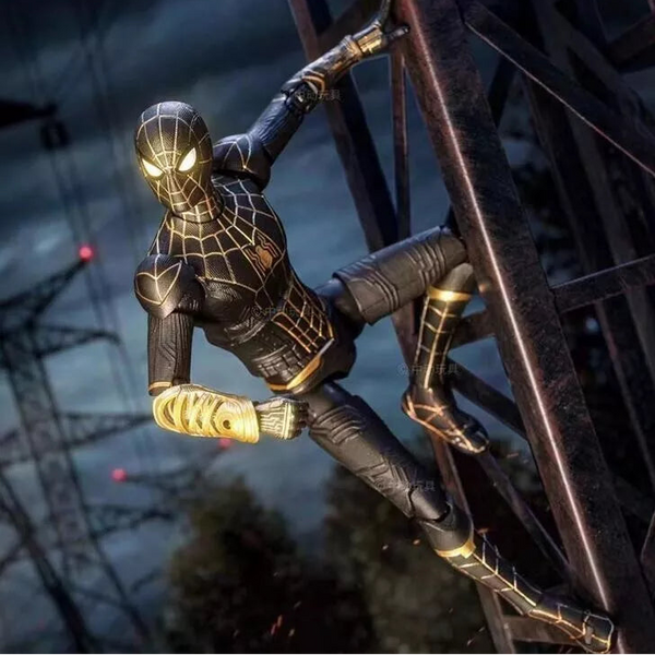 ZD TOYS Marvel Studios Spider-Man No Way Home : 1:10 Scale Spiderman BLACK & GOLD Suit Figure (Size-7 Inch)