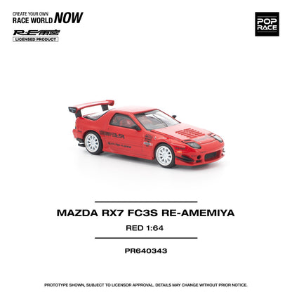 ( PR640343 ) POP Race MAZDA RX7 FC3S RE-AMEMIYA RED 1:64 Scale Diecast Model