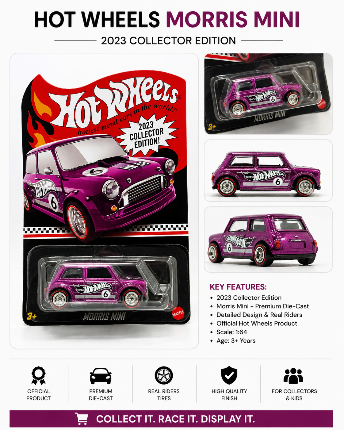 Hotwheels RLC 2023 Collector Edition "Morris Mini" Die-Cast Car 1:64 Scale Premium Collectible