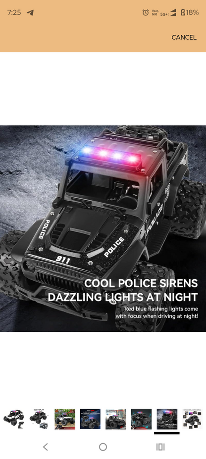 TOY BOL 1:16 Scale RC Police Truck with 2WD, Shock Absorbers, Rubber Tires, LED Light & Police Sound Speed 20 KM/H No,TB-RC08