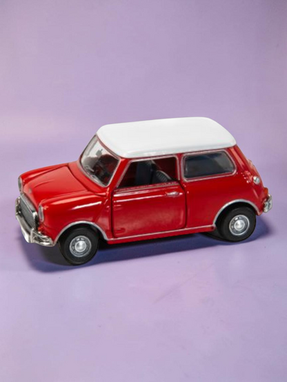 TINY PANTONE Mini Cooper Diecast Model Car – Classic Bright Red Mini | Vintage Collectible Toy with Display Box 1:50 Scale