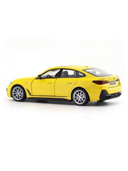 BMW i4 M50 Yellow 1:34 MSZ licensed pullback diecast Scale Model car