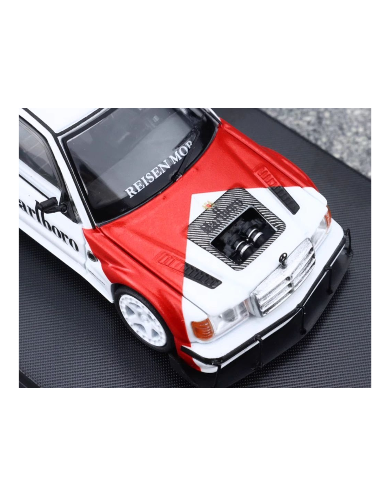Rhino Model Mercedes W201 190E Marlboro Livery Premium Diecast 1:64 Scale (With Acrylic Case)