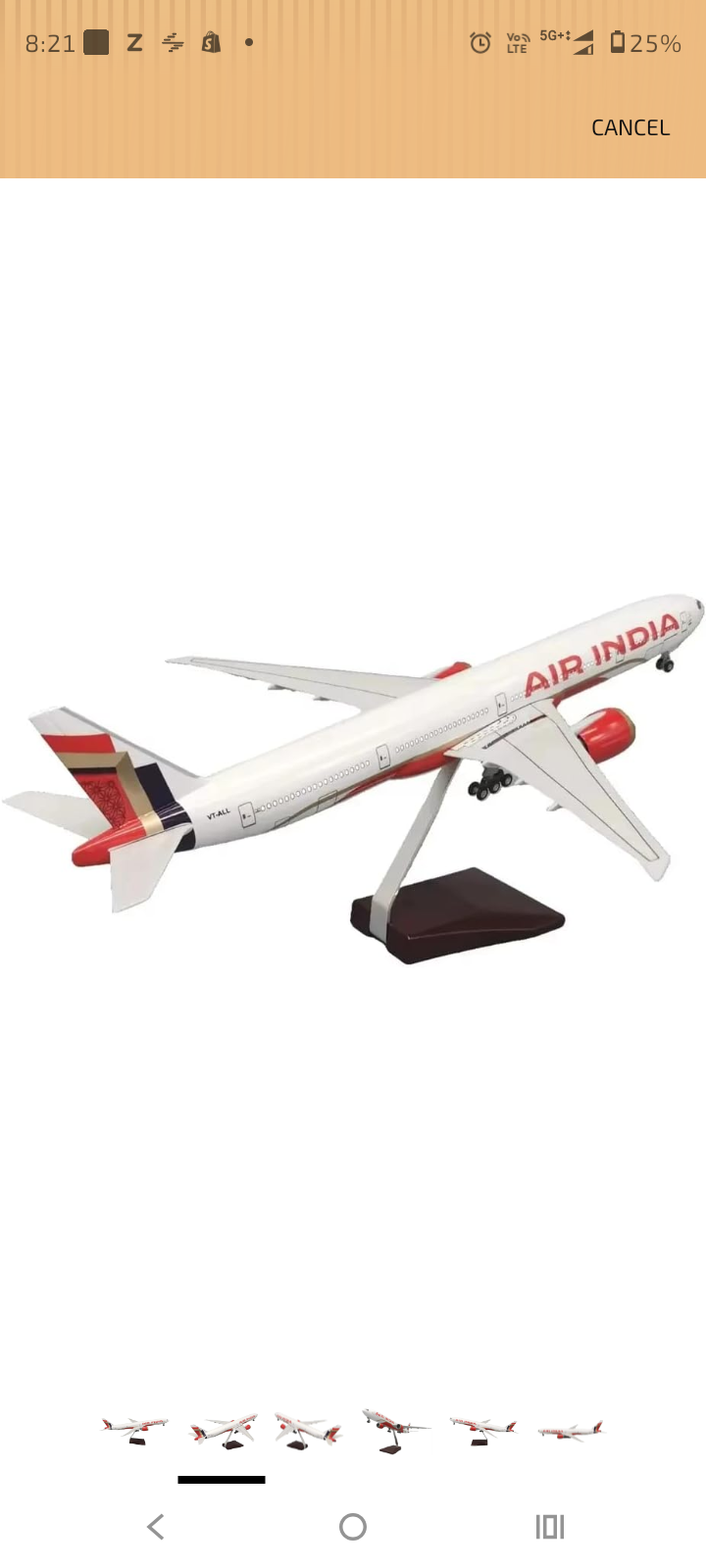 Air India LED Voice Control Airplane Model with Display Stand | 47 cm | Rechargeable LED Aircraft Model scale 1:160