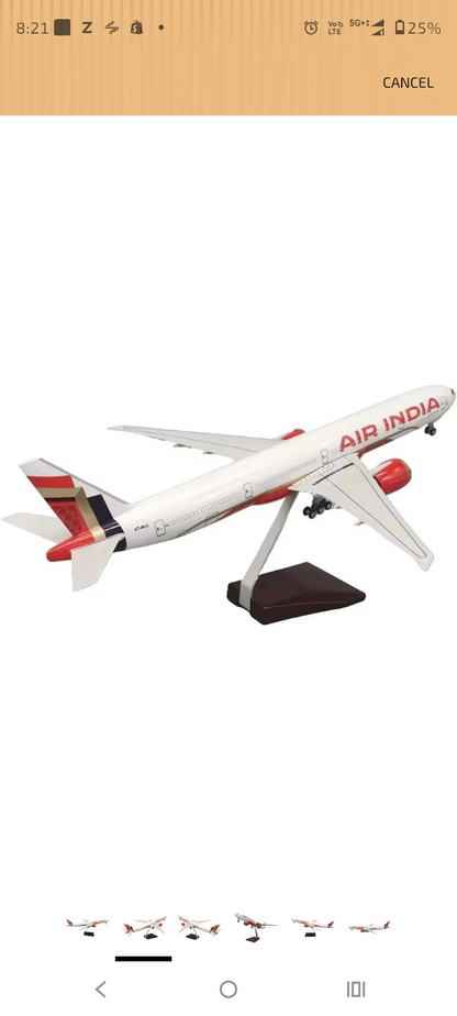 Air India LED Voice Control Airplane Model with Display Stand | 47 cm | Rechargeable LED Aircraft Model scale 1:160