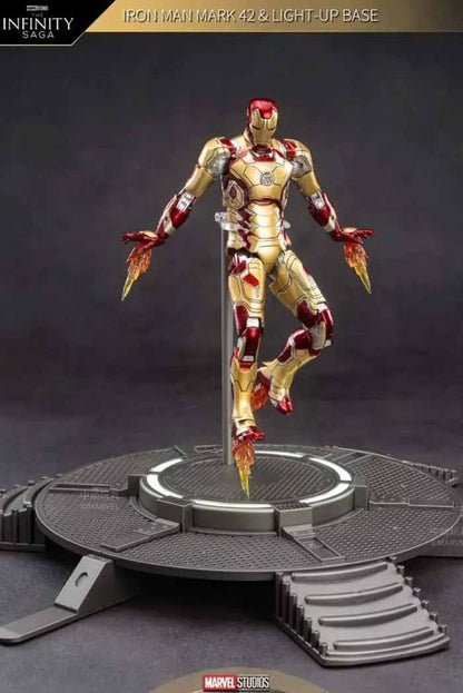 ZD TOYS Action Figures Marvel Studios The Infinity Saga Iron Man Mark 42 Light-Up Base Set 7 Inch (Code-1953)