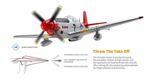 Remote Control Airplane XK A280 P-51 3D/6G 2.4G 4CH Brushless 560mm Wingspan EPP Fixed Wing RC Aircraft Model with 6-Axis Gyro and LED Searchlight (RTF)