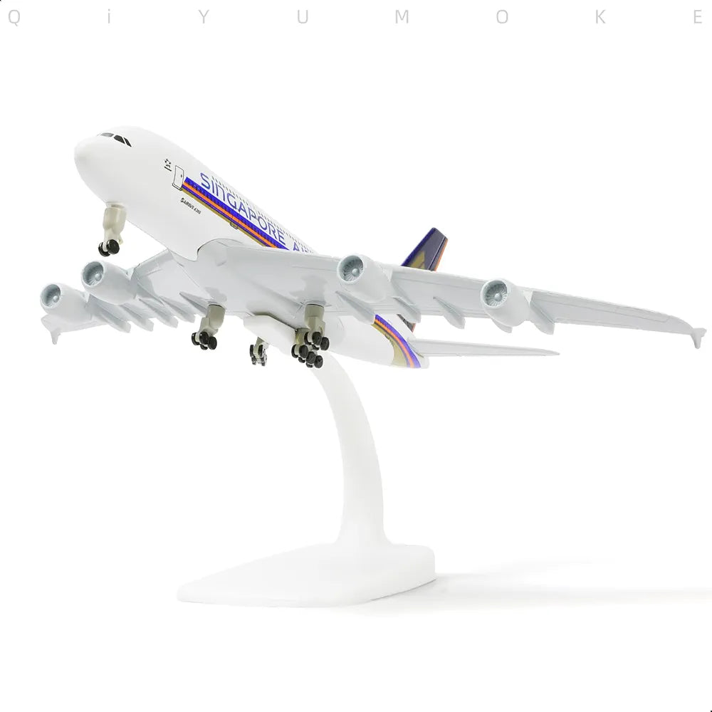 Aircraft Singapore Airlines A380 Airbus 9V-SKA Diecast Airplane (No.307) Model 22cm" Scale  Display Stand With Landing Wheels
