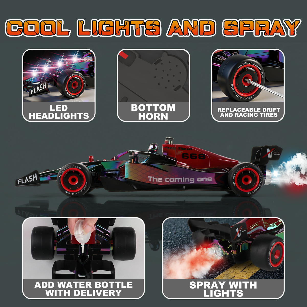 F1 Power Rc Formula Racing Car 2.4GHz Rechargeable Battery Top Speed 25-35 Km / H Running Battery 15 / 20 Minutes With Smok Remote Control Car 1:14 Scale Blue / Red