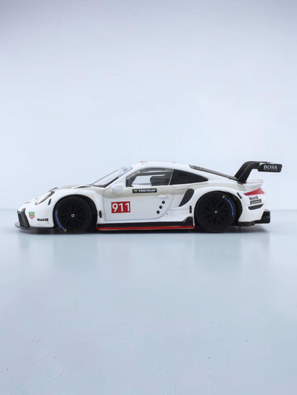 Bburago Porsche 911 RSR 1:43 Scale Diecast Model Car | White Racing Edition