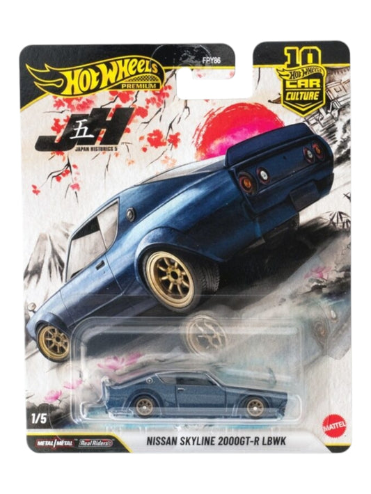 Hotwheels japan historics 5 nissan skyline 2000gt-r lbwk imported premium 1:64 Scale