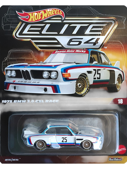 HotWheels ELITE 64 1975 BMW 3.0 csl race Imported premium rlc 1:64 Scale (with protector) jcp42