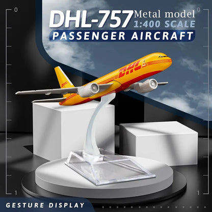 Aircraft Model DHL-757 Passenger Aircraft ( code-132 ) Diecast matel 16cm'Scale With Display Stand