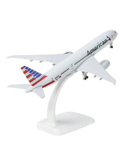 Aircraft model American 787 Diecast Metal Airplane Boeing 787 Model With Display Stand And Landing Wheels (20cm) Scale (No.309)