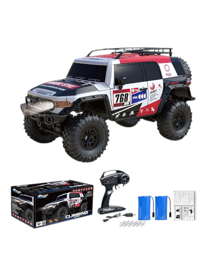 RC Cars Racing Rally RTR Remote Control Car 4WD 2.4GHz Brushed Offroad Racing Hobby Grade Model Vehicle with LED Lights 2Pcs Battery Climbing Beast 1:10 Scale