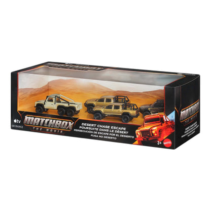 Matchbox Desert Chase Escape Diorama - Toyota 4runner, Tacoma, Land Rover 6x6 (2026 Matchbox Movie Multipack) imported premium 1:64 Scale