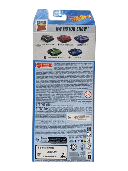 Hot Wheels Car 2025 HW Motor Show Pack of 5 (Aston Martin Vulcan, Ferrari SF90 Stradale, 17 Ford GT, Lamborghini Huracan Lp 610-4, Lotus Evija) Multi - Color