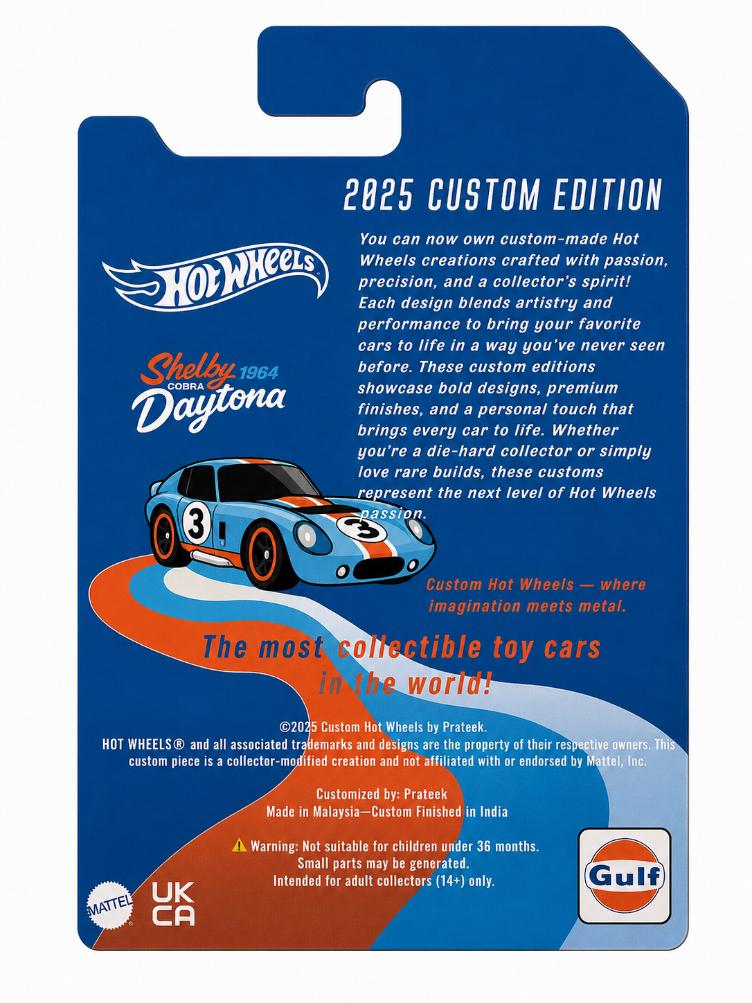 Hotwheels "Shelby Cobra Daytona Premium (2025 Custom Edition) Die-Cast Car | Handcrafted & Customized in India | 1:64 Scale