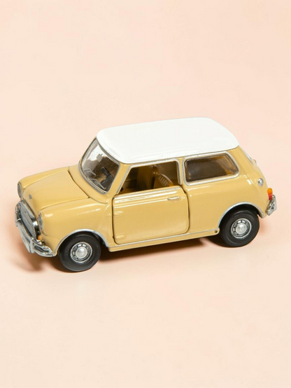 TINY PANTONE Mini Cooper Diecast Model Car – Classic Cream Beige Mini | Vintage Collectible Toy with Display Box 1:50 Scale