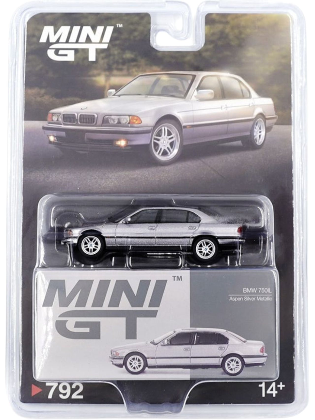 Mini GT #792: BMW 750IL Aspen Silver Metallic 1:64 Scale