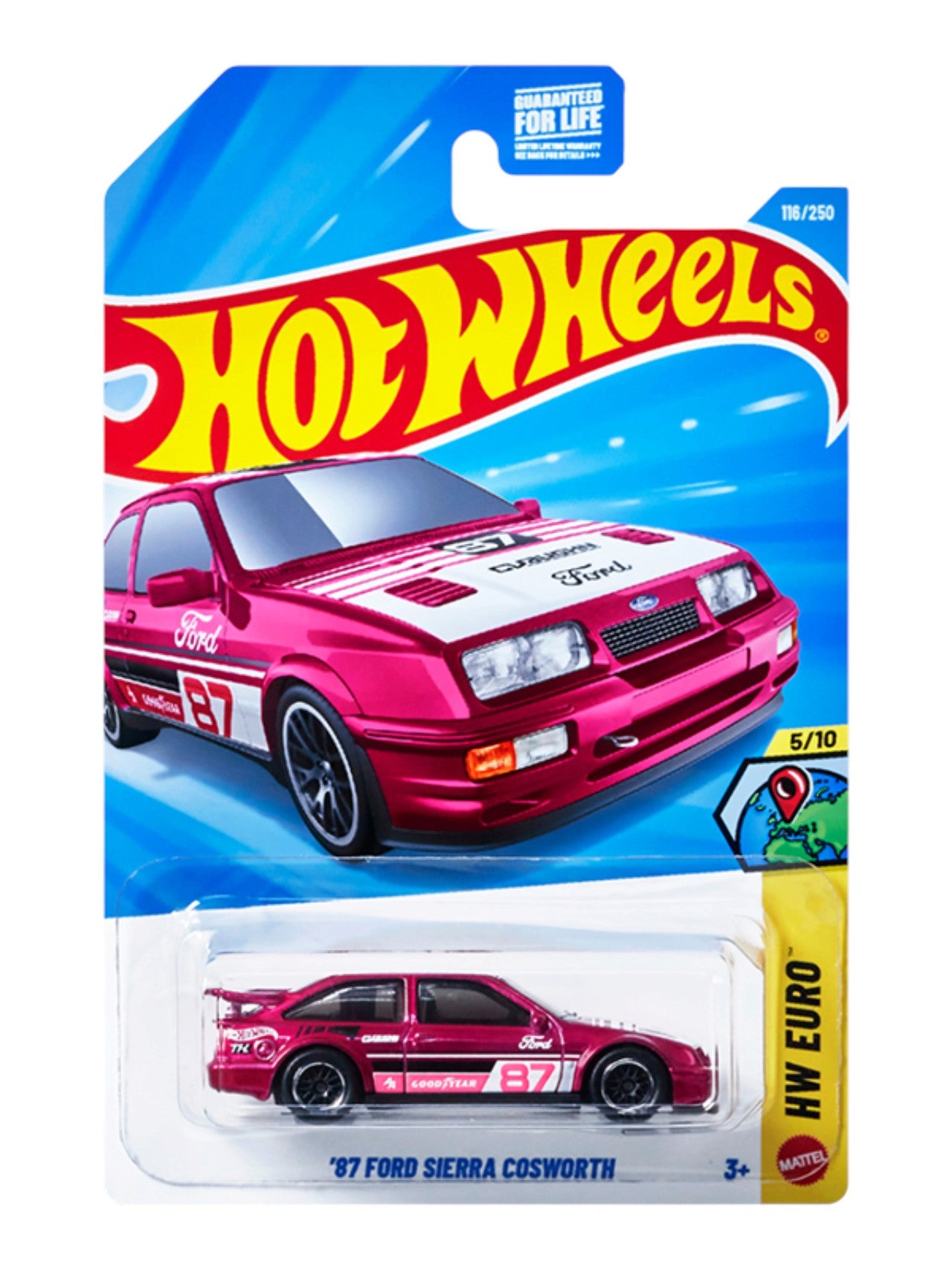 Hotwheels "87 Ford Sierra Cosworth Imported 1:64 Scale With Protector (Super Treasure hunt)