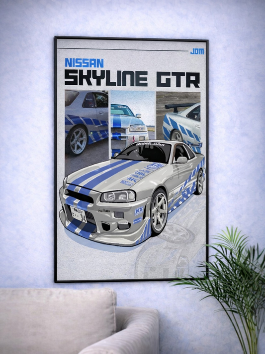 NISSAN SKYLINE GTR R34 | JDM LEGENDS #02 | CAR POSTER |(A4 Size)