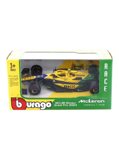 BBURAGO– MCLAREN MCL38 – Monaco  Grand Prix 2024 (f1) drawing oscar Piastri / lando Norris 1:43 Scale bburago- 18-38214