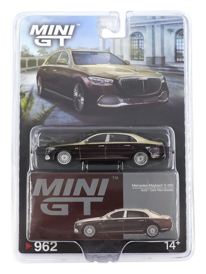 Mini GT Mercedes-Maybach S 680 (Gold/Dark Red Metallic) Code-962 1:64 Scale