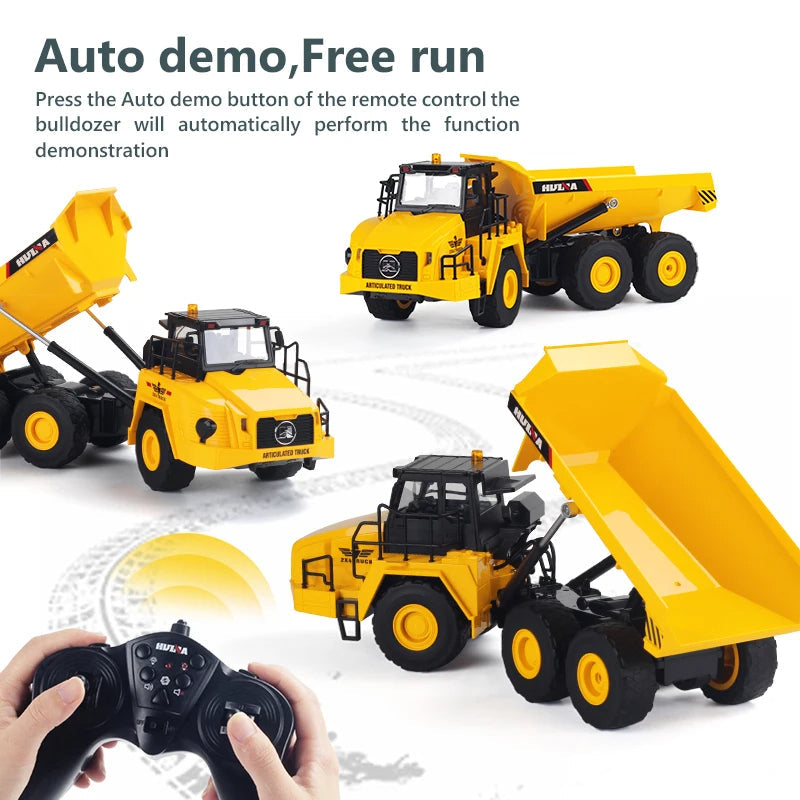 Huina Toys 1553 Remote Control Truck RC Dump Truck With 11 Functions 3.7V 900mAh (Rechargeable) Bettery Remote Power 2 x AA batteries (not included) 1:16 Scale Control Distance: 20–30 meters