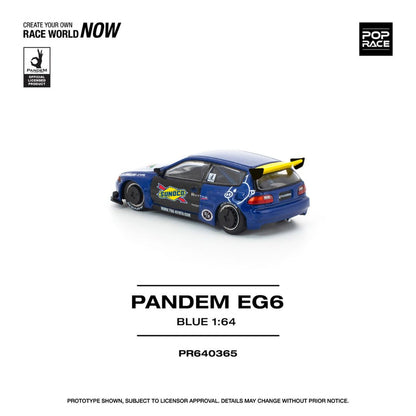 Pop Race PR64-365 Pandem Civic EG6 1:64 Scale Diecast Model