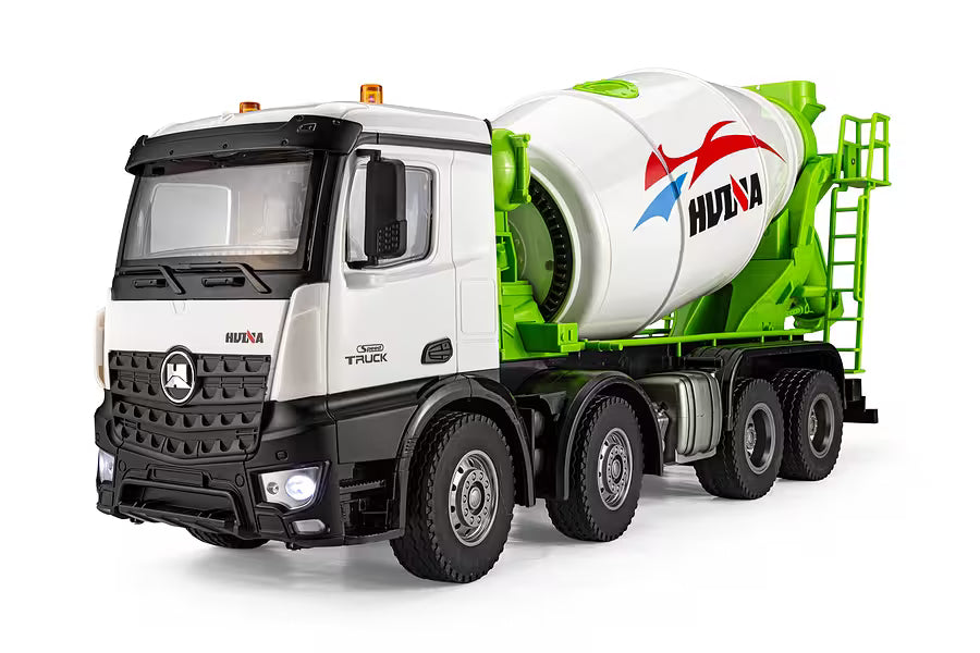 Huina Toys 1537 Concrete Mixer Truck 12 Function 2.4GHz Remote control (RC) Construction Vehicle with Rotating Drum, LED Lights & Rechargeable Battery 1:14 Scale