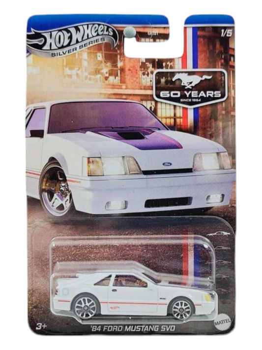 HotWheels Silver Series 60 Years 84 ford Mustang SVO Imported Mainline Card Art 1:64 Scale