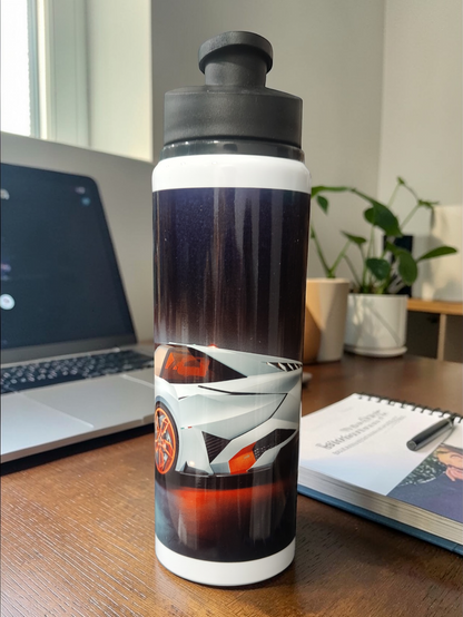 Water Bottle with Lamborghini Car Print-Stylish & Leakproof