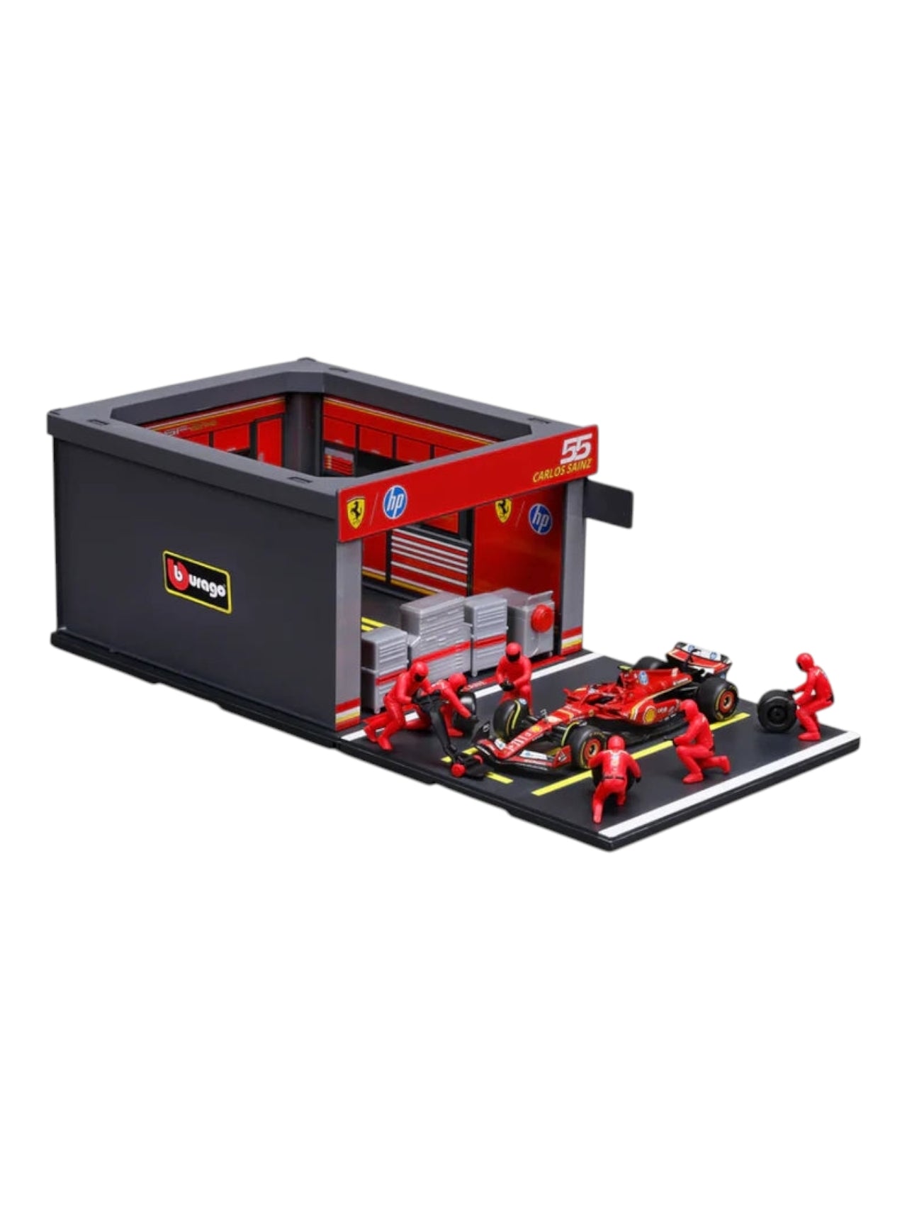 Bburago 2024 formula 1 (f1) pit pass Carlos sainz no 55 1:43 scale (6 figurines included)