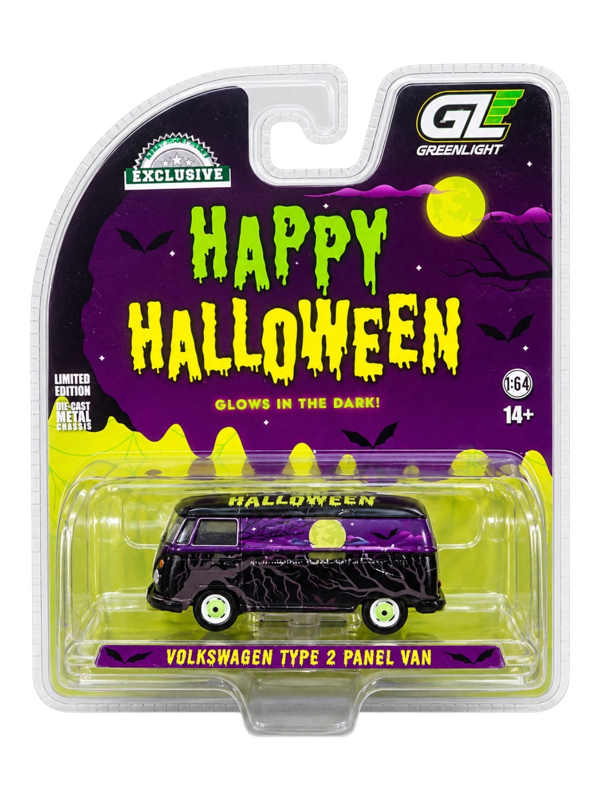 GreenLight Exclusive Halloween Volkswagen Type 2 Panel Van 1:64 Scale | Glow in the Dark | Limited Edition