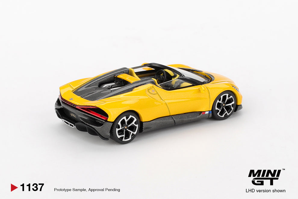 Mini GT (No-1137) Bugatti W16 Mistral Yellow 1:64 Scale Diecast Model Box / Blister