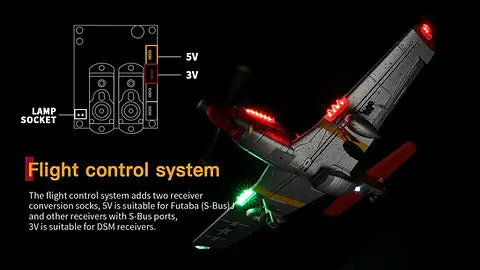 Remote Control Airplane XK A280 P-51 3D/6G 2.4G 4CH Brushless 560mm Wingspan EPP Fixed Wing RC Aircraft Model with 6-Axis Gyro and LED Searchlight (RTF)