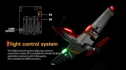 Remote Control Airplane XK A280 P-51 3D/6G 2.4G 4CH Brushless 560mm Wingspan EPP Fixed Wing RC Aircraft Model with 6-Axis Gyro and LED Searchlight (RTF)