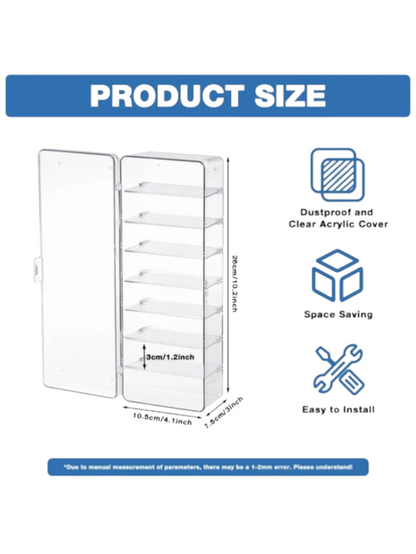 Mini racing car model storege clear display box with door 8 compartments vertical display