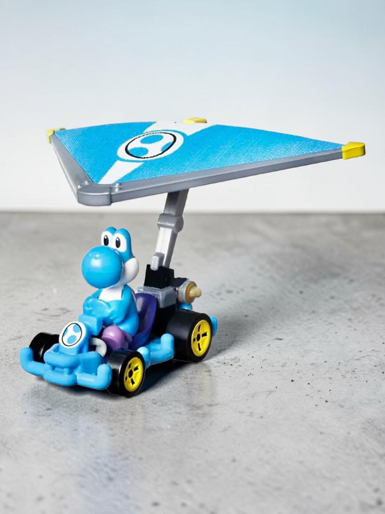 HotWheels Mariokart series Light - Blue Yoshi Standard kart Imported 1:64 Scale