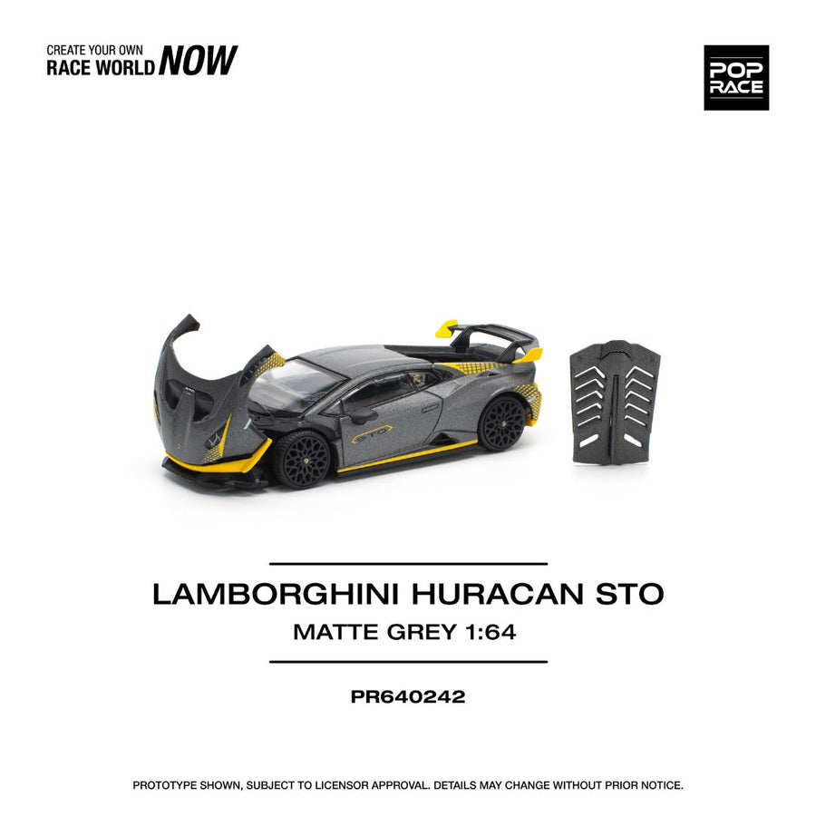 POP Race PR64-242 Lamborghini Huracan STO Matte Grey Imported 1:64 Scale