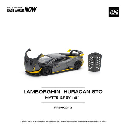 POP Race PR64-242 Lamborghini Huracan STO Matte Grey Imported 1:64 Scale