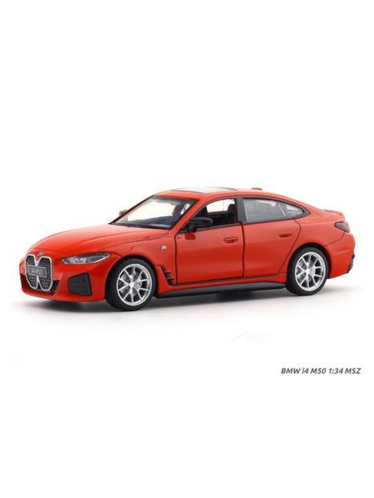 BMW i4 M50 Red 1:32 MSZ licensed pullback diecast Scale Model car