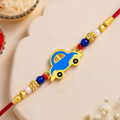 Vintage Blue Car Rakhi | Premium Designer Rakhi for Boys