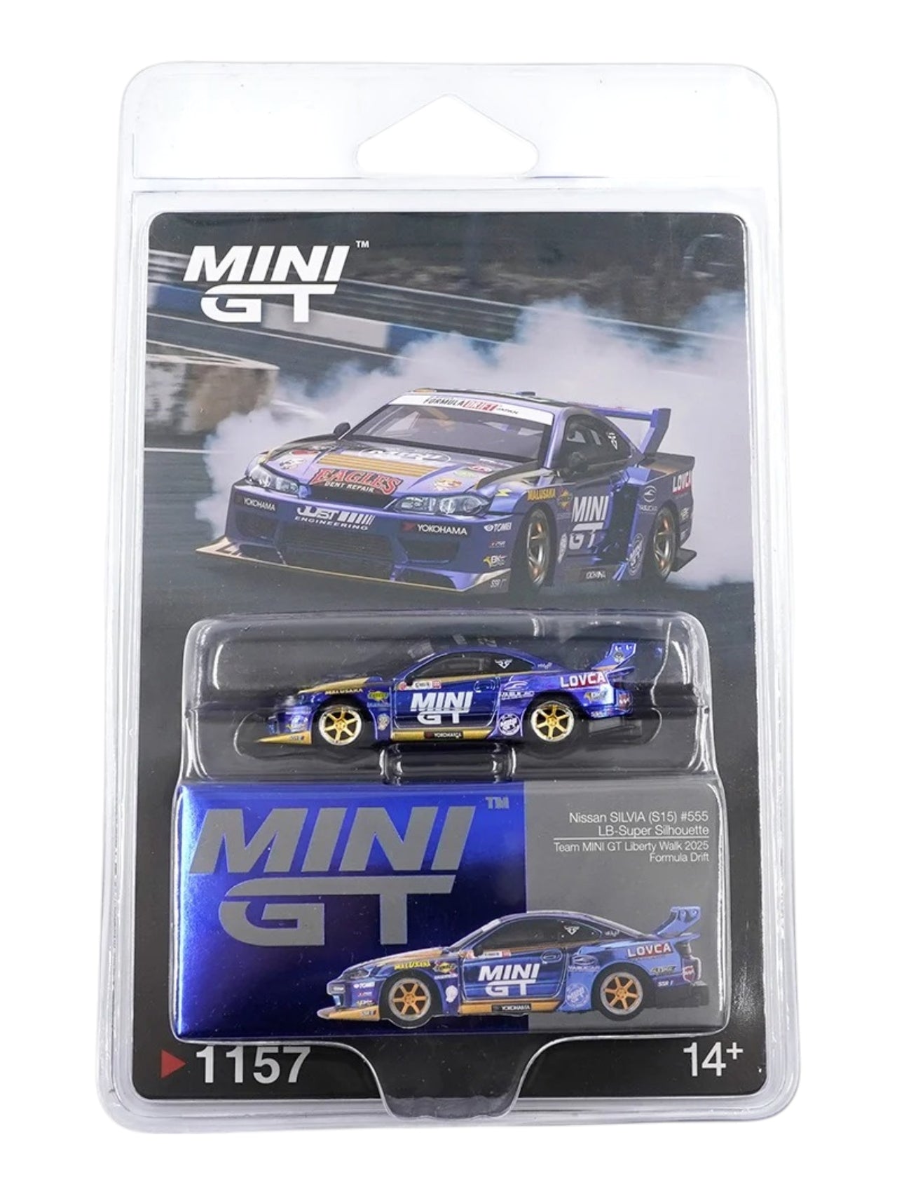 Mini GT Nissan Lbsuper Silhouette S15 Silvia 555 Liberty Walk 2025 Formula Drift ( Code - 1157 ) Imported 1:64 Scale