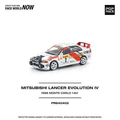 ( PR640402 ) POPRACE Mitsubishi Lancer Evolution IV - 1998 Monte Carlo Rally 1:64 Scale Diecast Model