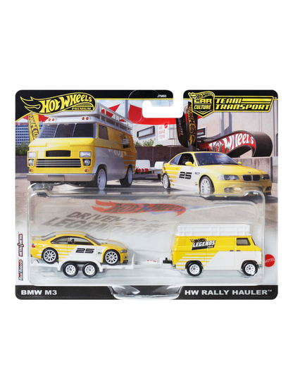 HotWheels Car Culture Team Transport Legends Tour BMW M3 and HW Rally Hauler Imported 1:64 Scale